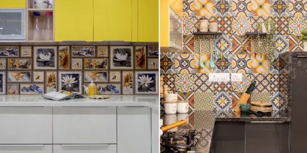 Dinding Dapur dengan Keramik Motif Beraneka